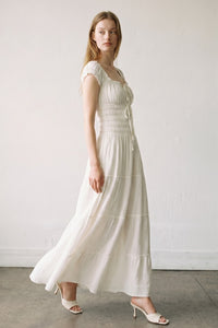 Cotton Smocked Tiered Maxi Dress