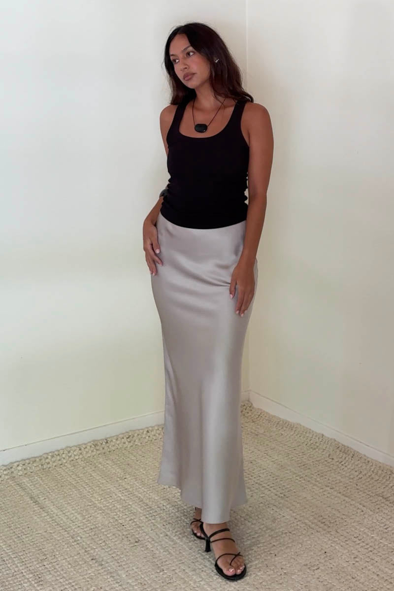 Satin Bias Cut Midi Mermaid Skirt