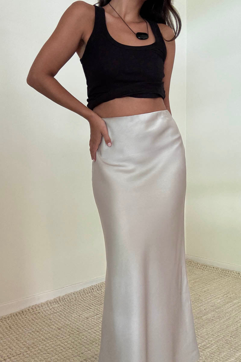 Satin Bias Cut Midi Mermaid Skirt