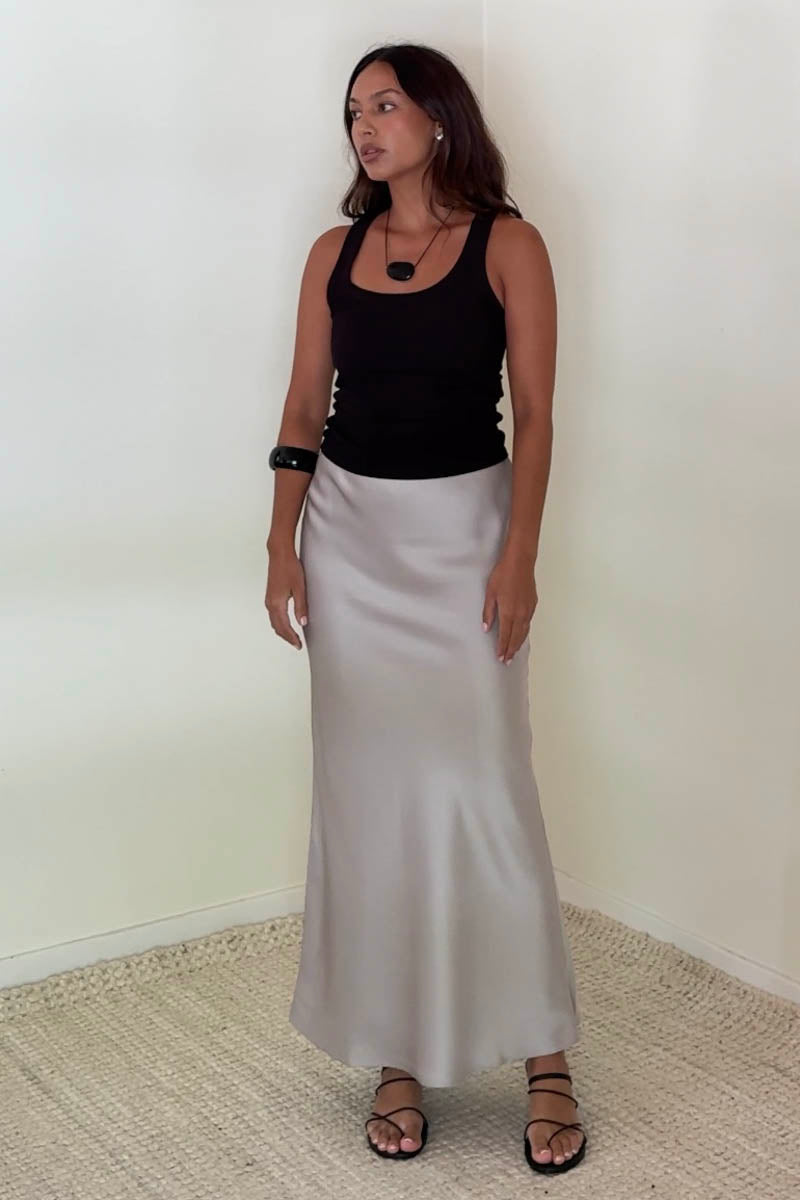 Satin Bias Cut Midi Mermaid Skirt