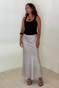 Satin Bias Cut Midi Mermaid Skirt
