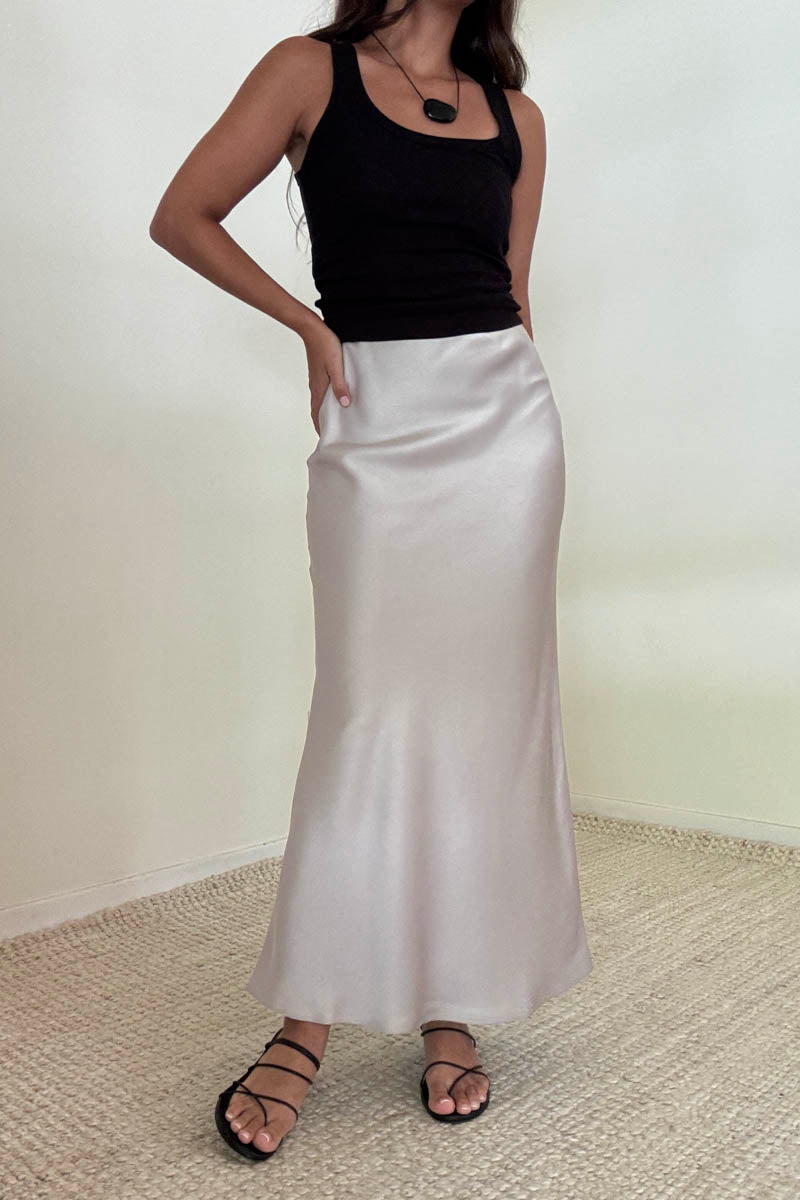 Satin Bias Cut Midi Mermaid Skirt
