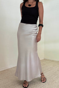Satin Bias Cut Midi Mermaid Skirt