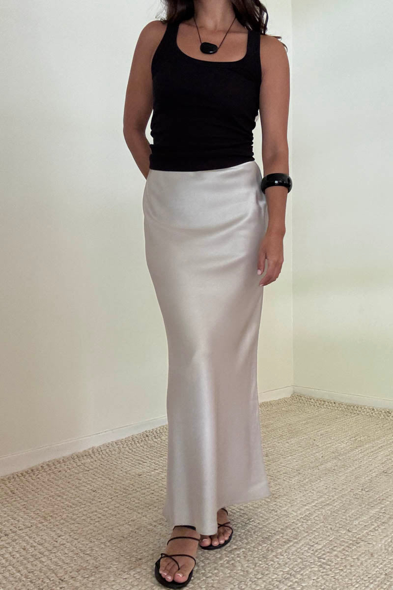 Satin Bias Cut Midi Mermaid Skirt