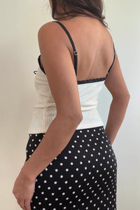 Contrast Lace Trim Front Tie Top