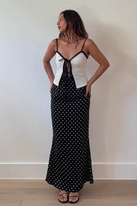 Contrast Lace Trim Front Tie Top