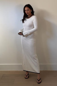 Contrast Trim Scoop Neck Maxi Dress