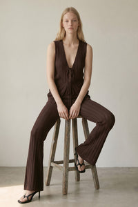 Openwork Tie Front Knit Vest Set