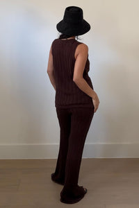 Openwork Tie Front Knit Vest Set