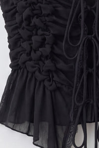 Sleeveless Front Tie Ruched Top