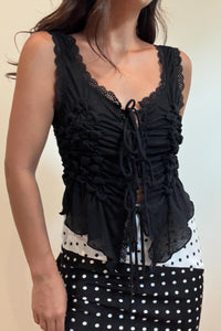 Sleeveless Front Tie Ruched Top