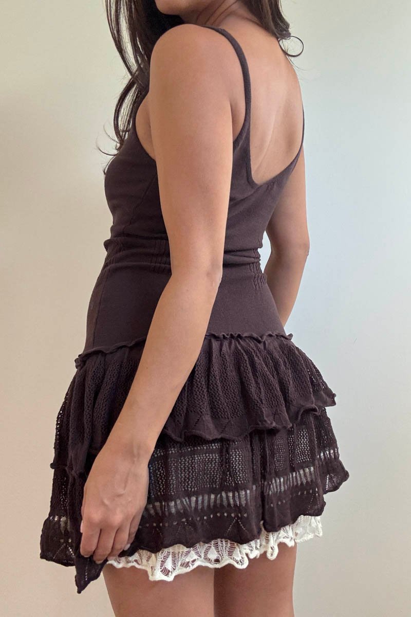 Knit Tiered Ruffle Hem Mini Dress