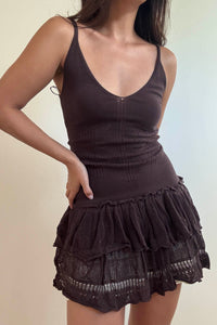 Knit Tiered Ruffle Hem Mini Dress