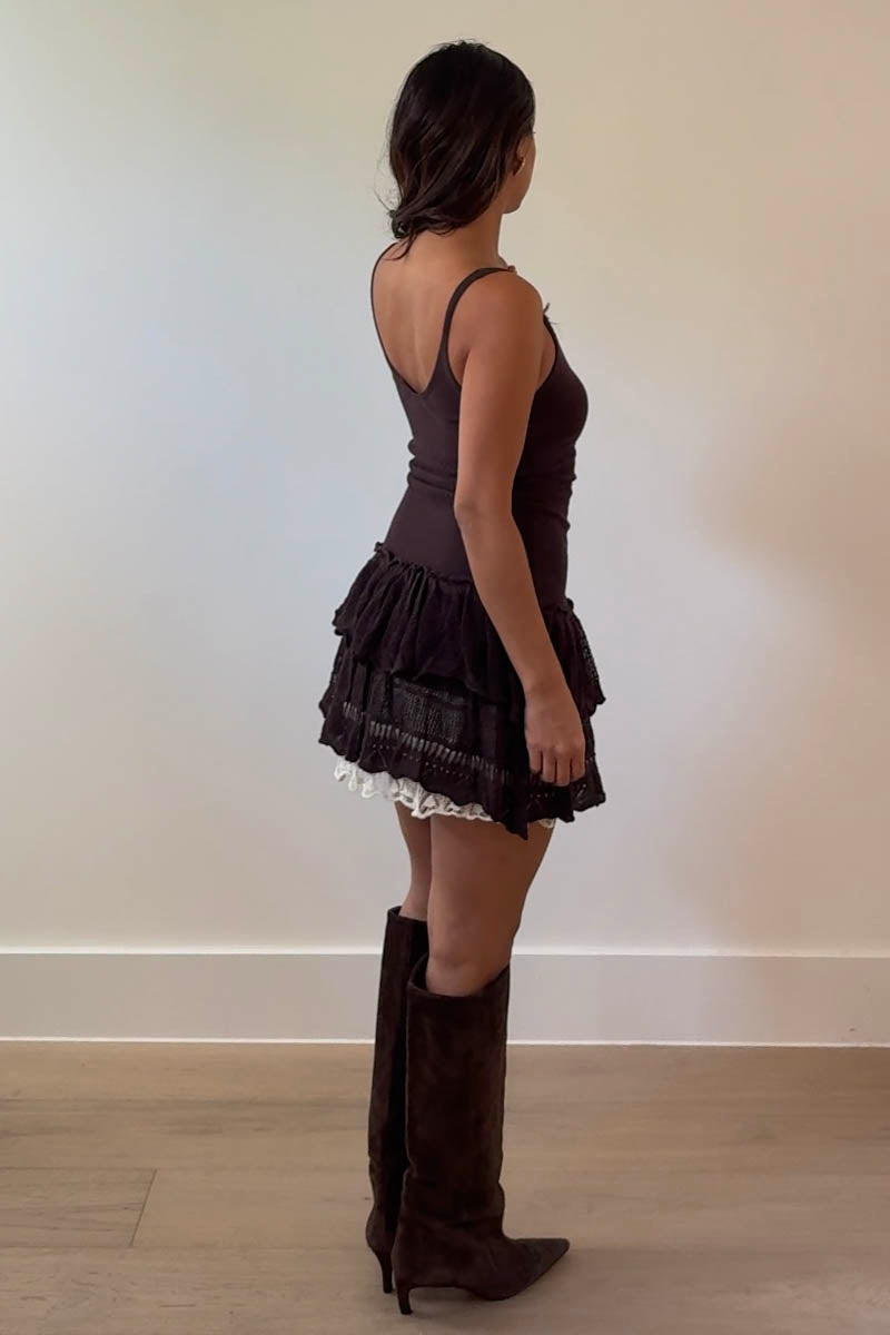 Knit Tiered Ruffle Hem Mini Dress