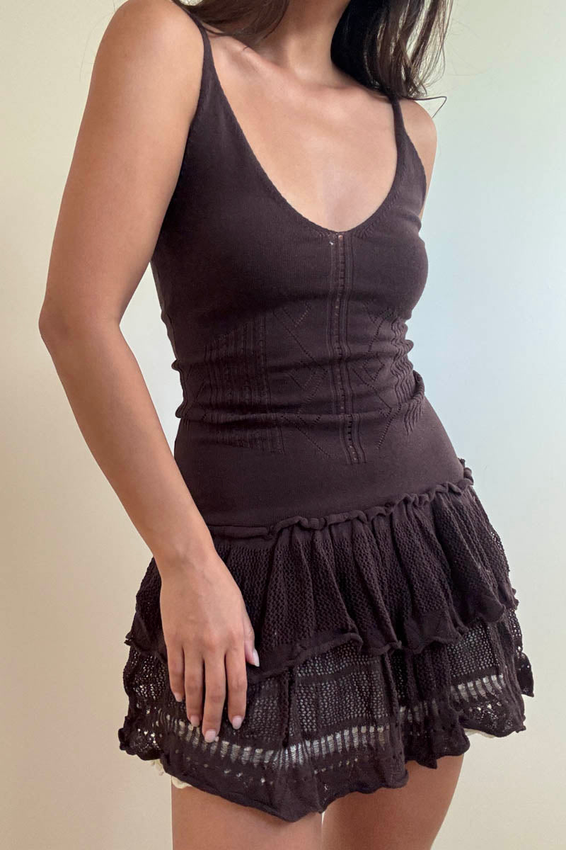 Knit Tiered Ruffle Hem Mini Dress