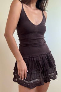 Knit Tiered Ruffle Hem Mini Dress