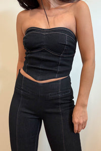 Denim Strapless Bustier Top