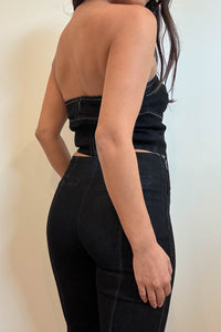 Denim Strapless Bustier Top