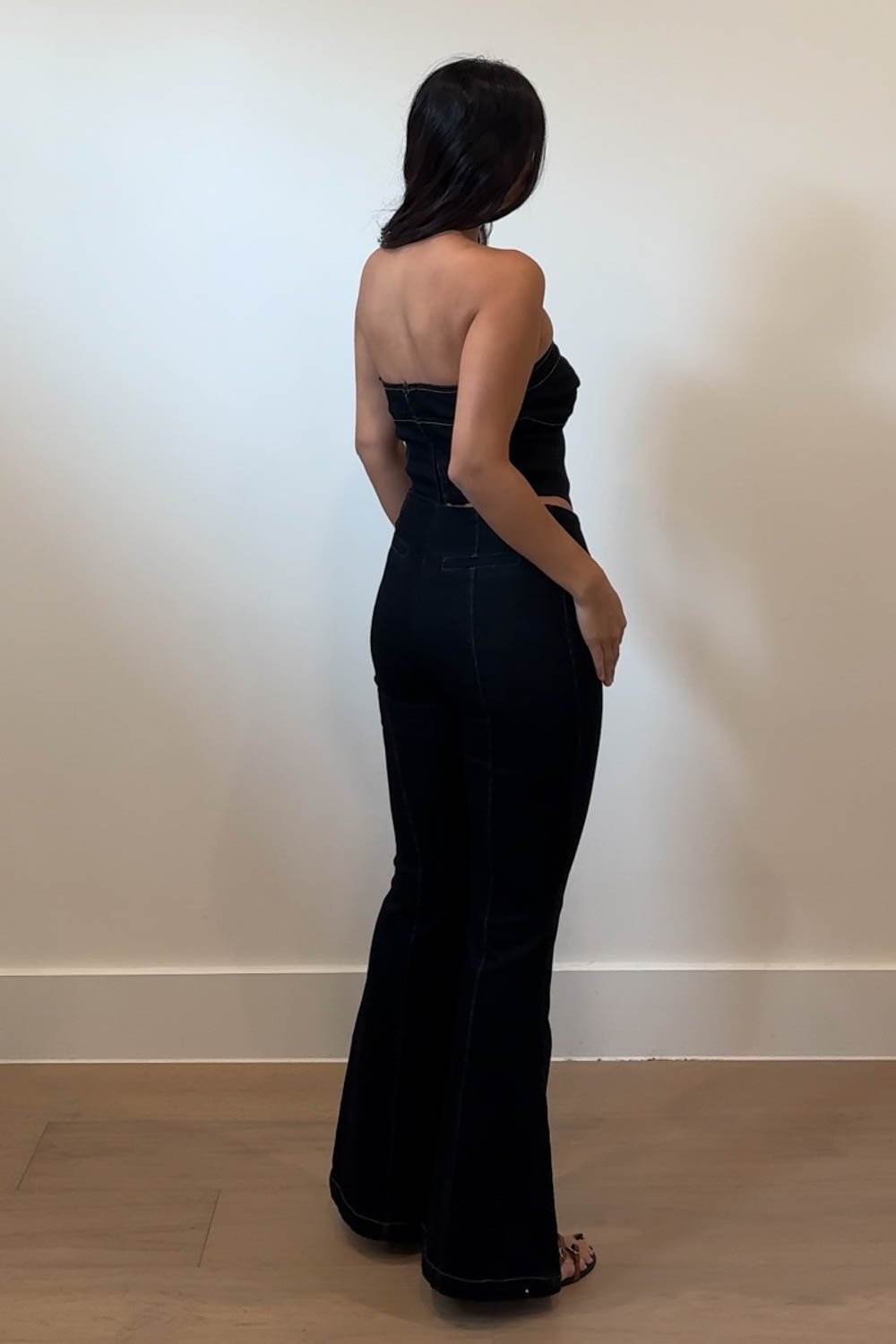 Denim V-Waist Wide Leg Trouser