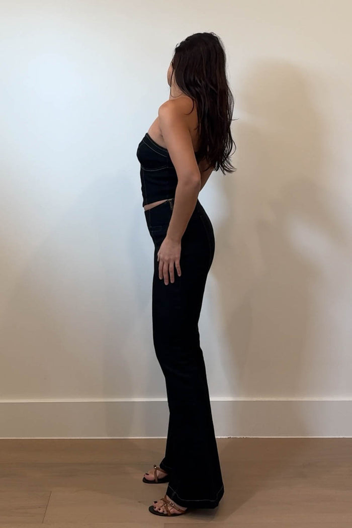 Denim V-Waist Wide Leg Trouser