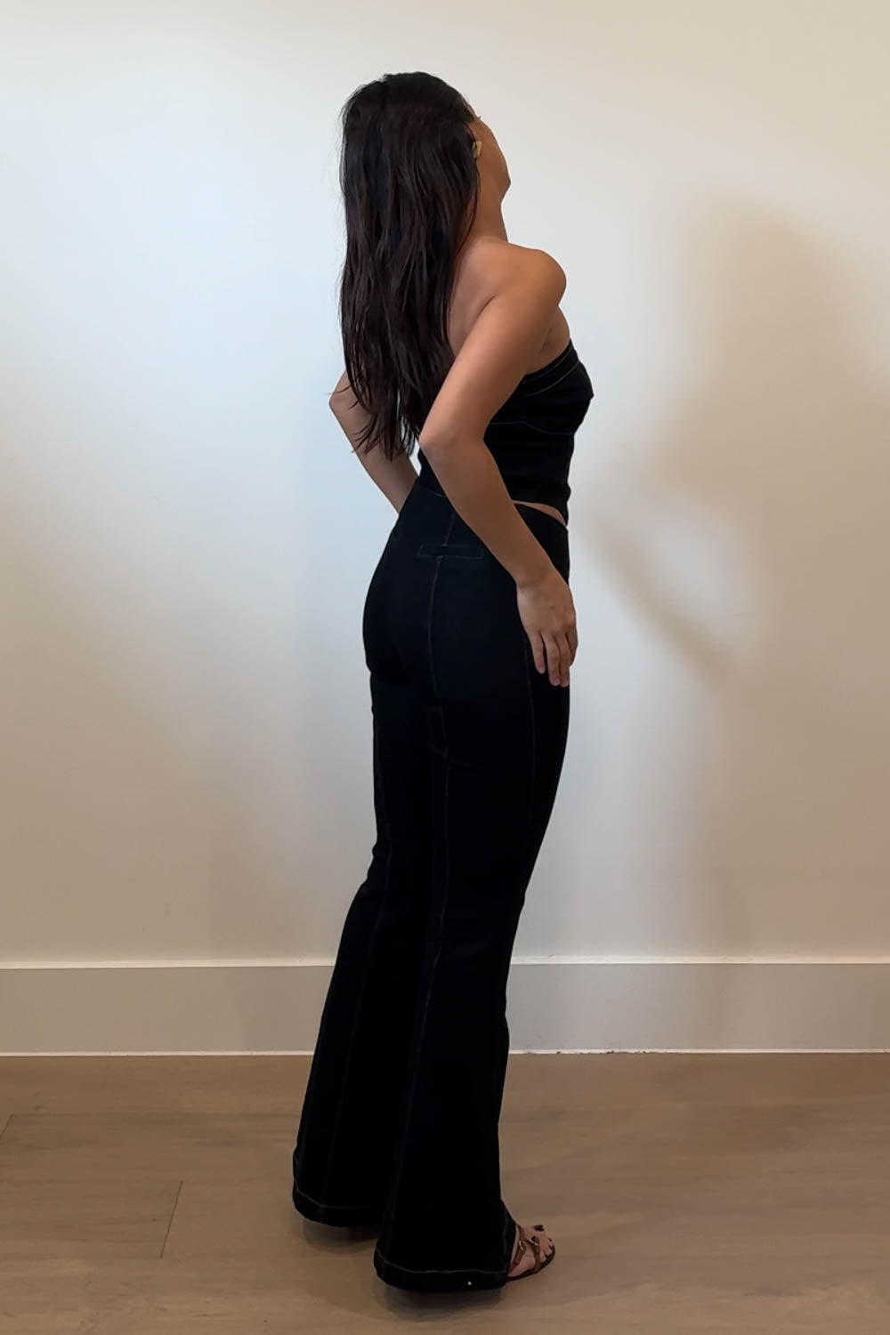 Denim V-Waist Wide Leg Trouser