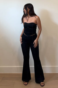 Denim V-Waist Wide Leg Trouser