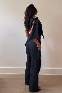 Wide Leg Pleated Cotton Pants
