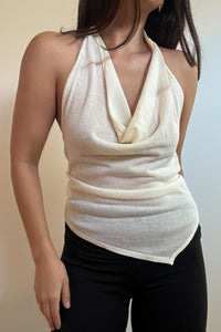 Draped Knit Asymmetric Hem Top