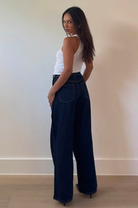 Buckle Waist Wide Leg Jean
