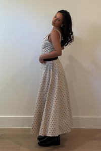 Polka Dot Printed Linen Maxi Dress