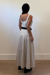 Polka Dot Printed Linen Maxi Dress