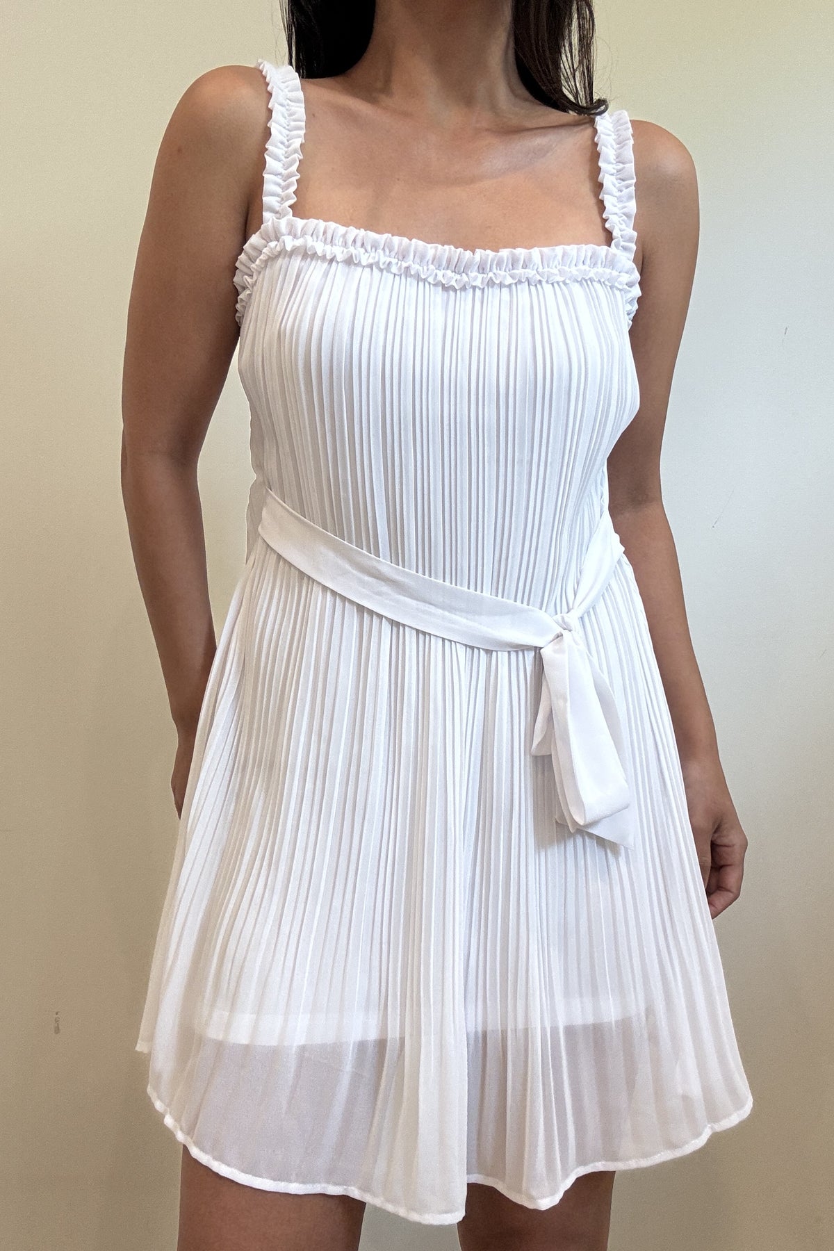 Plissé Sleeveless Mini Dress