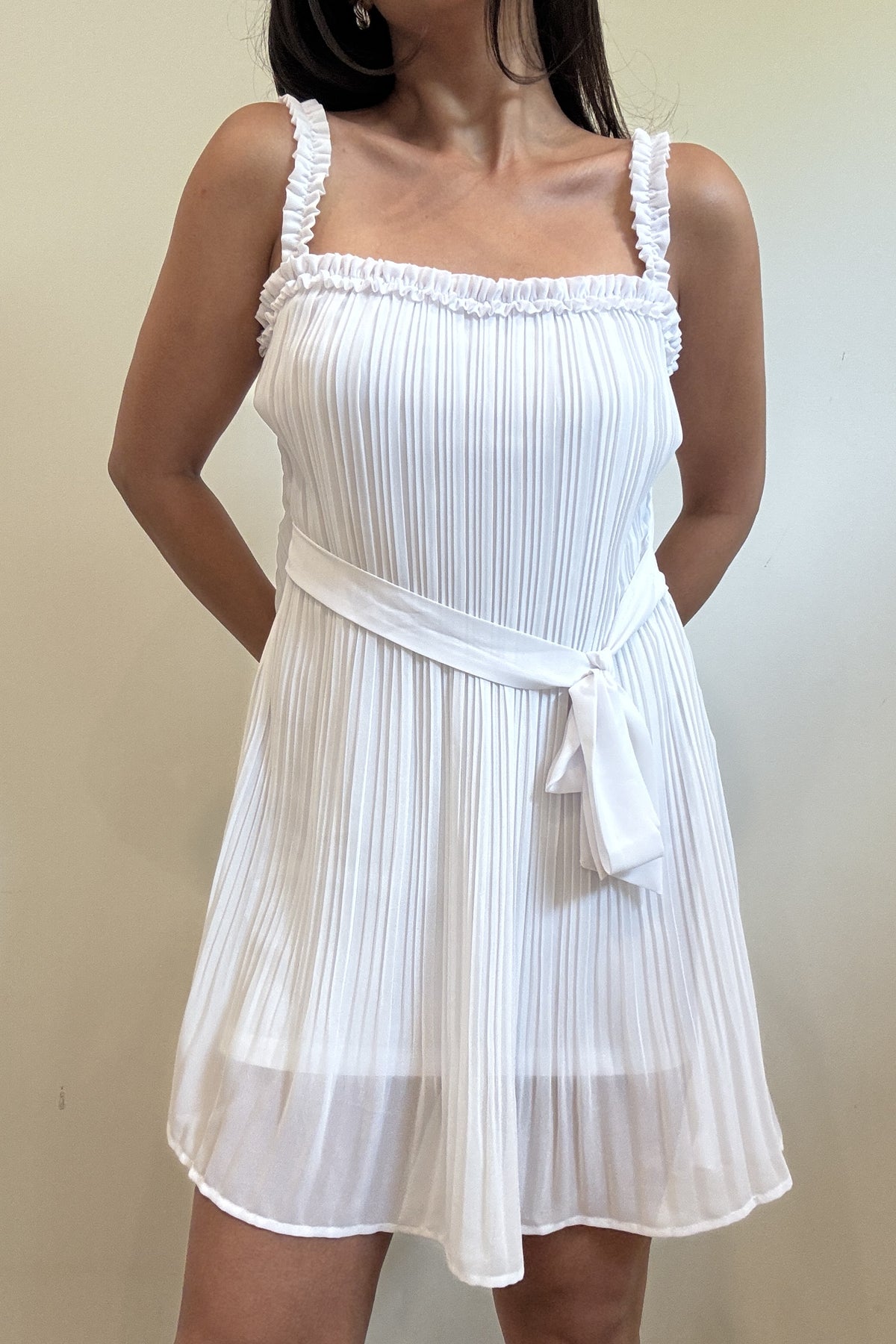 Plissé Sleeveless Mini Dress