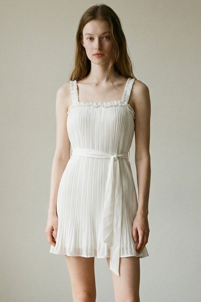 Plissé Sleeveless Mini Dress