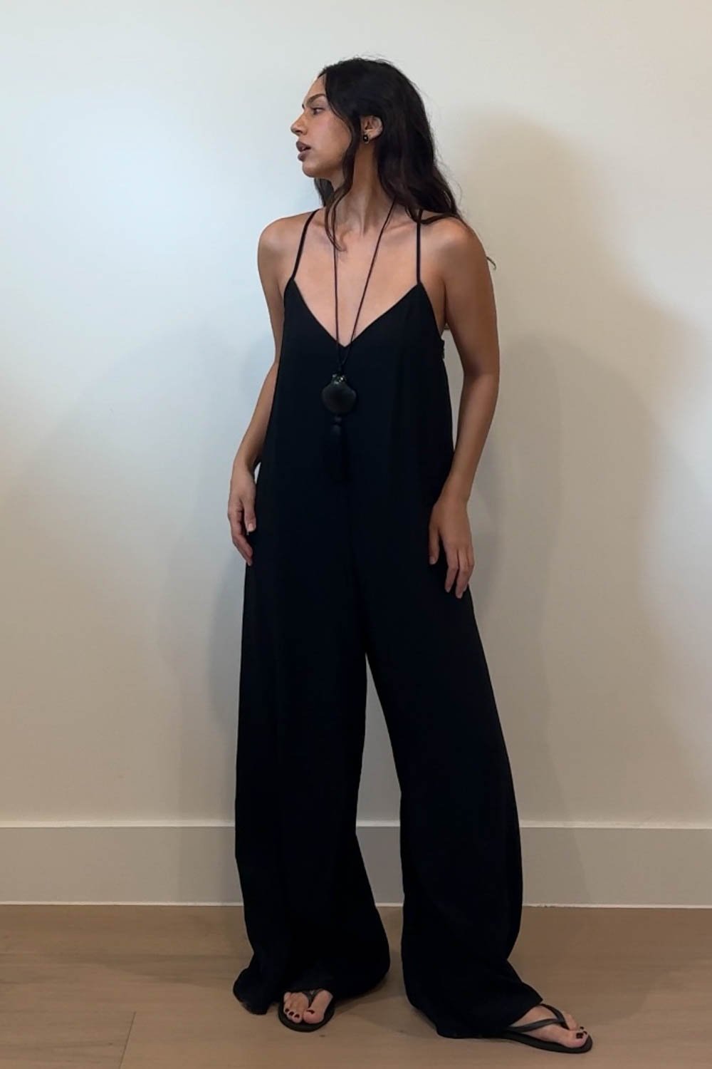 Textured Flowy Cami Long Jumpsuit