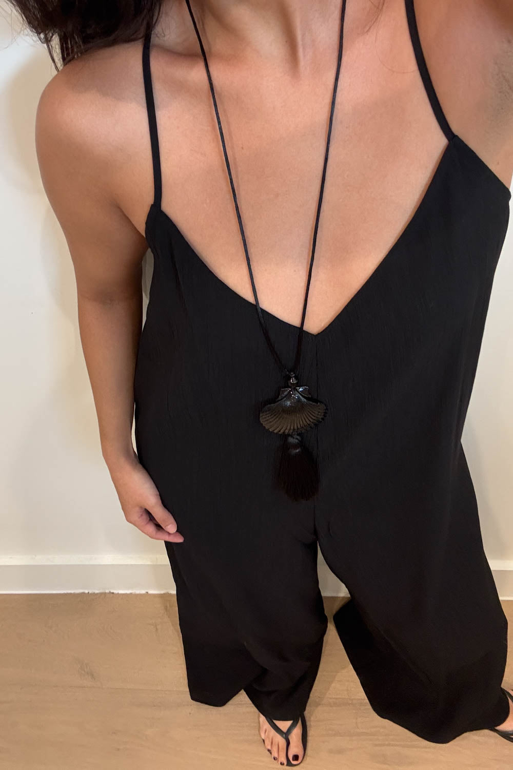 Textured Flowy Cami Long Jumpsuit