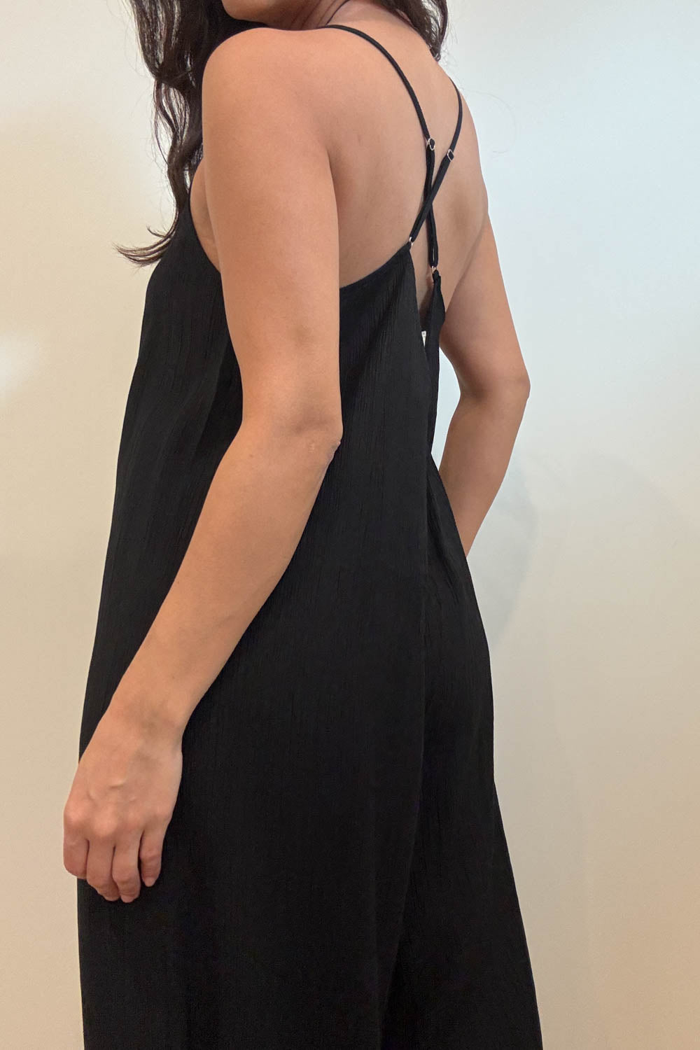 Textured Flowy Cami Long Jumpsuit