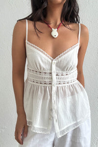 Cotton Tonal Lace Detail Cami