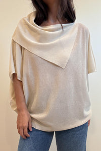 Asymmetric Neck Flowy Layer Knit Top
