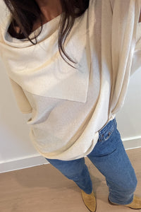 Asymmetric Neck Flowy Layer Knit Top