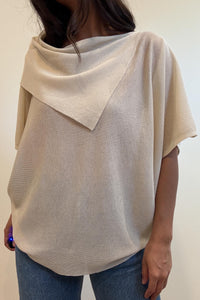Asymmetric Neck Flowy Layer Knit Top