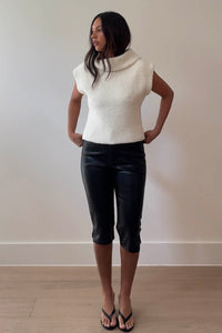 Faux Leather Capri Pants