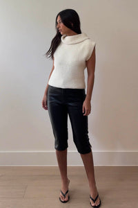 Faux Leather Capri Pants