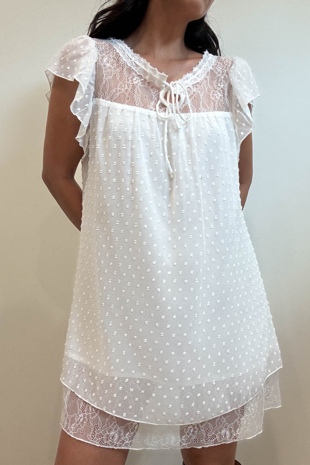 Dobby Chiffon Babydoll Mini Dress