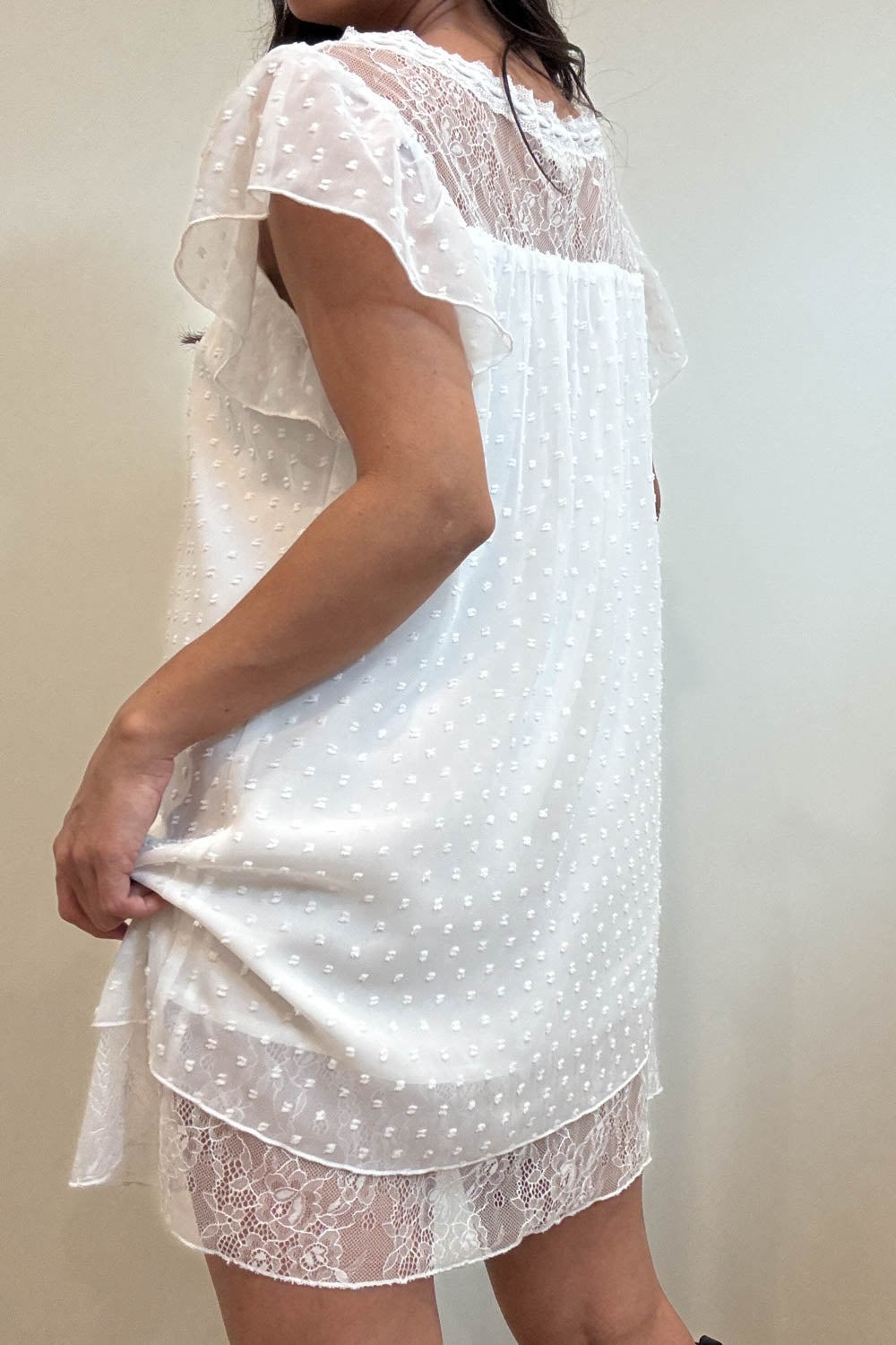 Dobby Chiffon Babydoll Mini Dress