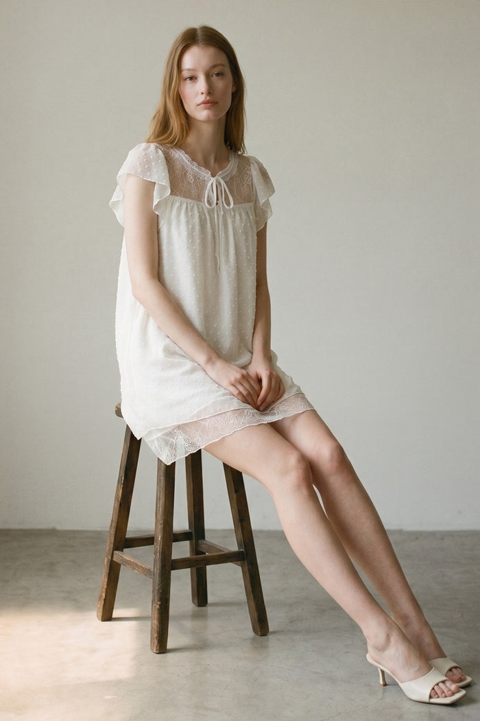 Dobby Chiffon Babydoll Mini Dress