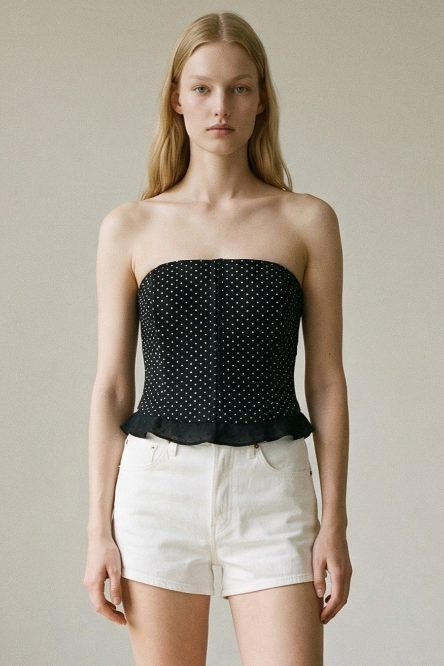 Polka Dot Strapless Boned Corset Top