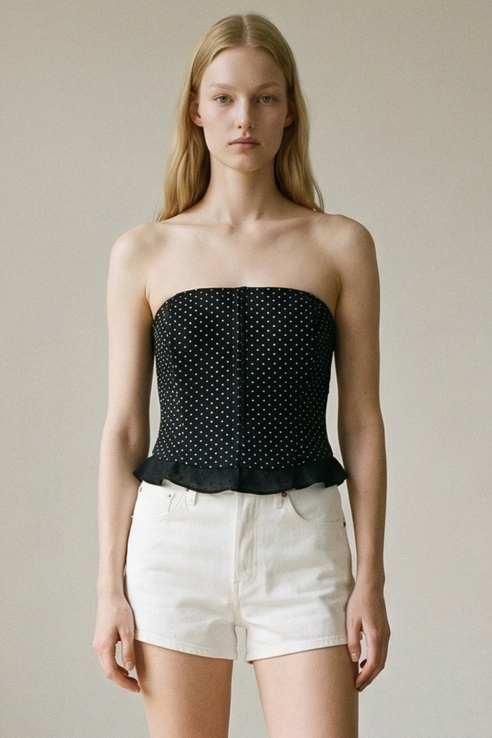 Polka Dot Strapless Boned Corset Top