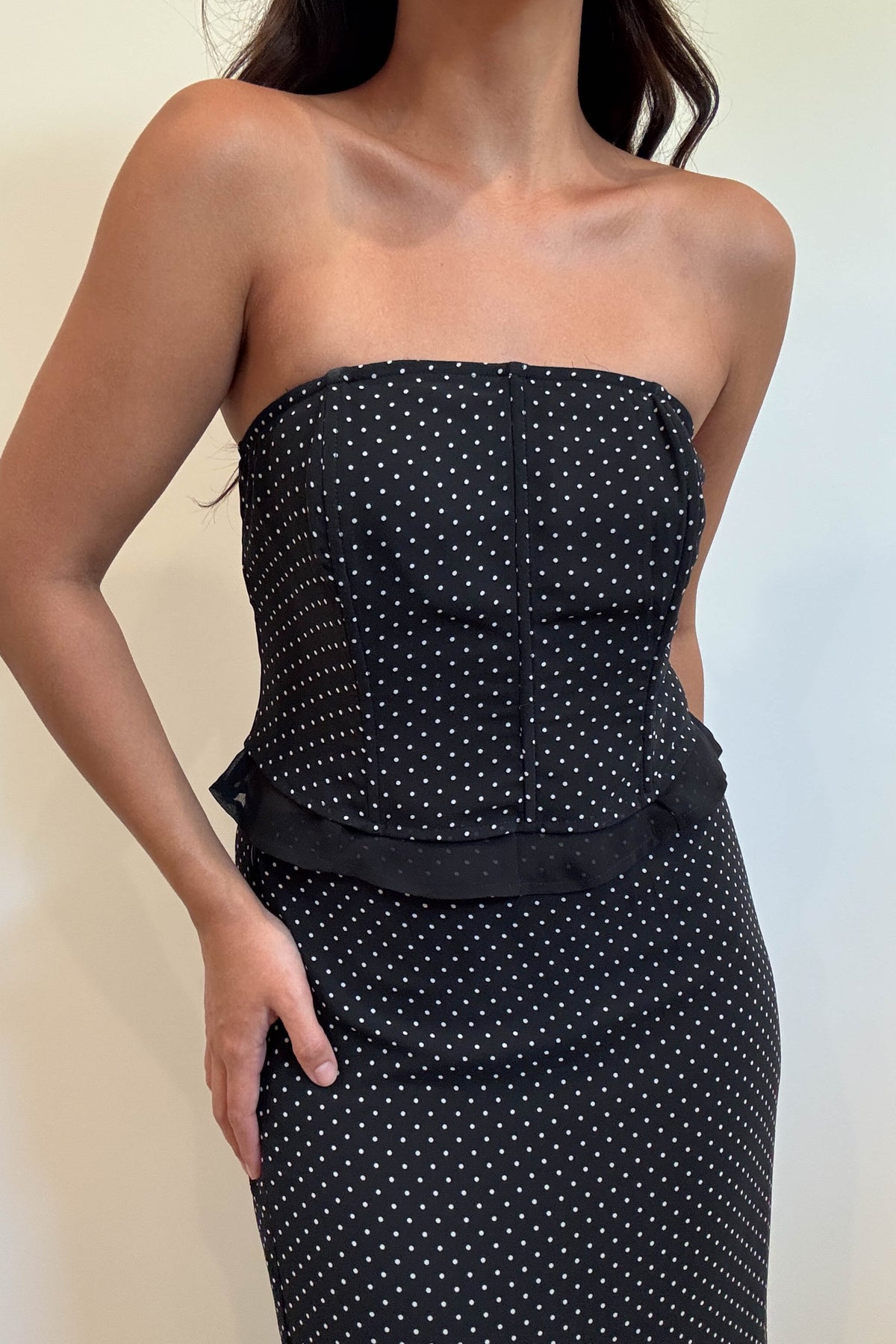 Polka Dot Strapless Boned Corset Top