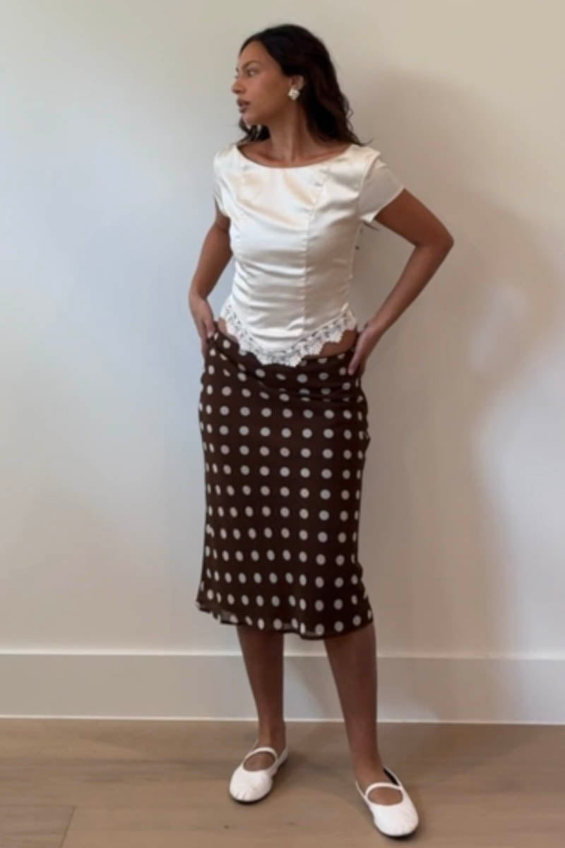 Polka Dot Midi Flare Skirt